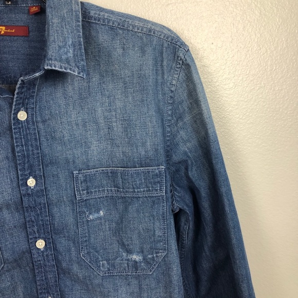 7 For All Mankind Distressed chambray shirt size S - Picture 8 of 12